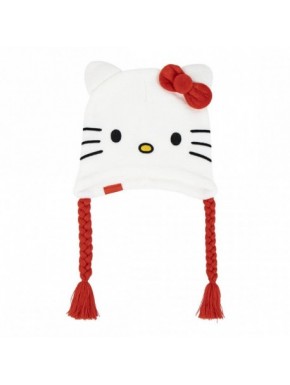 Gorro peruano Hello Kitty blanco con lazo rojo