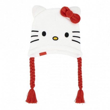 Gorro peruano Hello Kitty blanco con lazo rojo