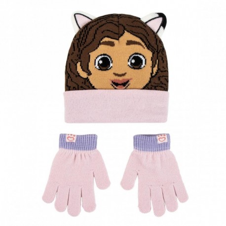 Bonnet et gants Gabby's Dollhouse en rose et lilas