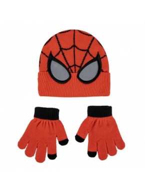 Conjunto gorra y guantes Spiderman rojo