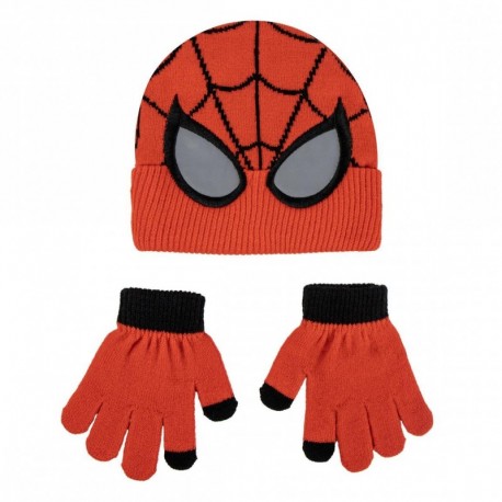 Conjunto gorra y guantes Spiderman rojo