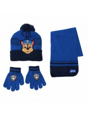 Conjunto de bufanda, gorro y guantes Paw Patrol azul