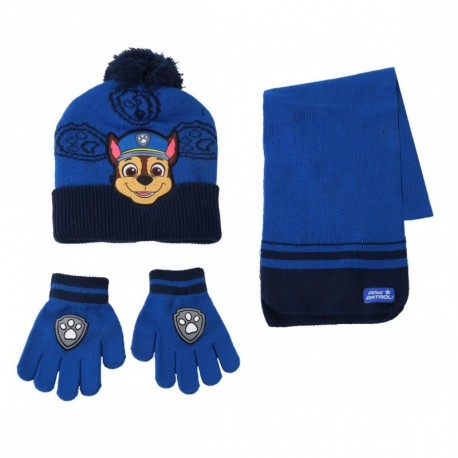 Conjunto de bufanda, gorro y guantes Paw Patrol azul