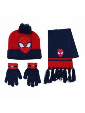 Ensemble de bonnet, écharpe et gants Spiderman en bleu et rouge
