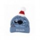 Gorro navideño azul de Stitch con borlón blanco y rojo