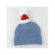 Gorro navideño azul de Stitch con borlón blanco y rojo