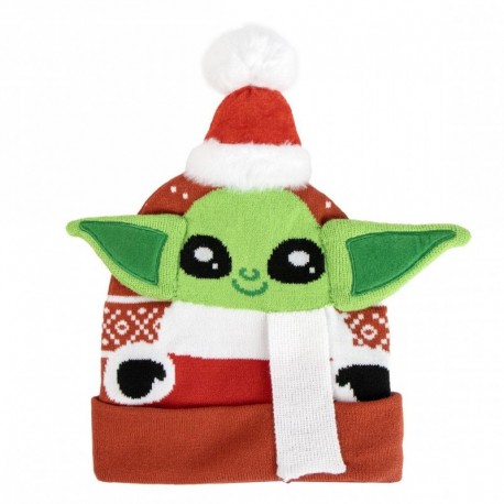 Gorro natalino vermelho The Mandalorian com Grogu