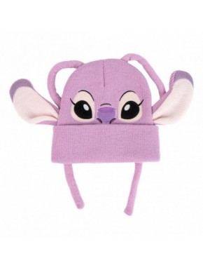 Bonnet rose en tricot avec design de Stitch et oreilles