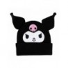 Bonnet en Tricot Kuromi - Acrylique Noir 100%