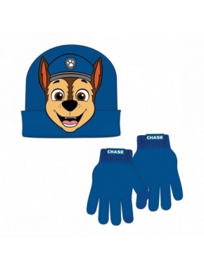 Conjunto de gorro e luvas Chase Paw Patrol azul