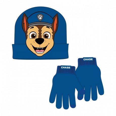 Conjunto de gorro e luvas Chase Paw Patrol azul