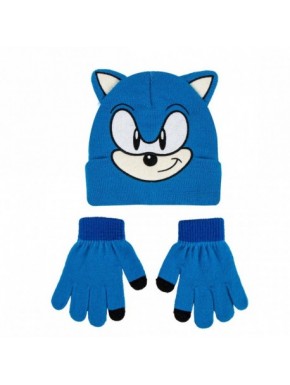 Gorro y guantes azules de Sonic para niños