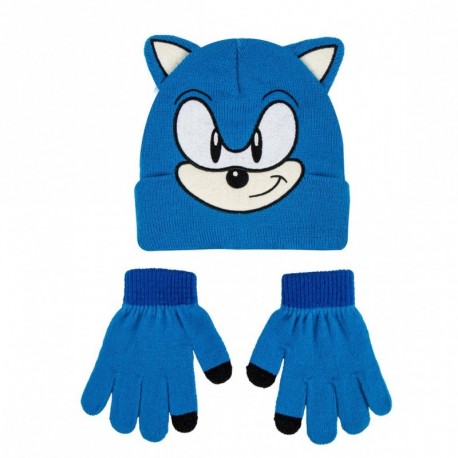 Gorro y guantes azules de Sonic para niños