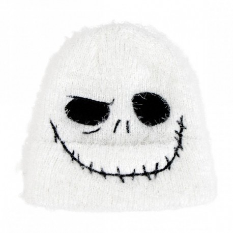 Gorro de punto blanco con diseño de Jack Skellington