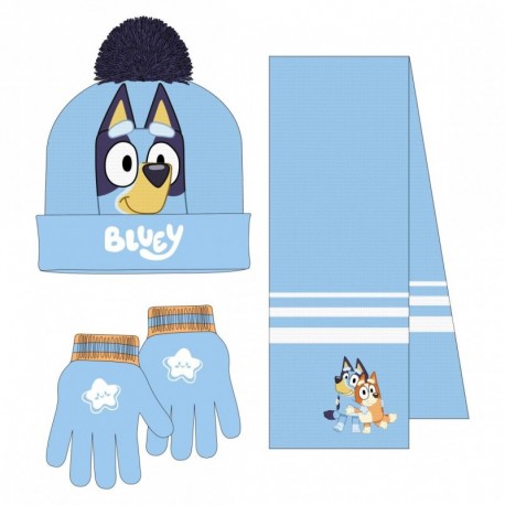 Ensemble écharpe, bonnet et gants Bluey bleu clair