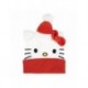 Gorro Hello Kitty de punto blanco con lazo rojo