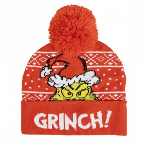 Gorro rojo de punto The Grinch con pompón navideño