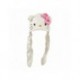 Gorro blanco de punto Hello Kitty con lazo rosa y bordados
