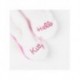 Gorro blanco de punto Hello Kitty con lazo rosa y bordados