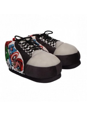 Zapatillas de casa bota Marvel negras con personajes y cuadros