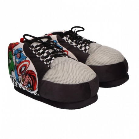 Zapatillas de casa bota Marvel negras con personajes y cuadros