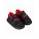 Zapatillas de casa negras de Superman con logo y forro rojo