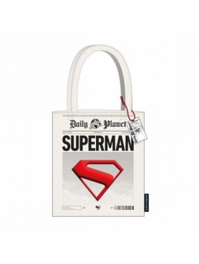 Sac beige Superman avec logo et design Daily Planet