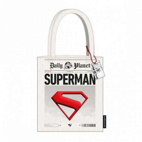 Bolsa bege Superman com logotipo e design Daily Planet