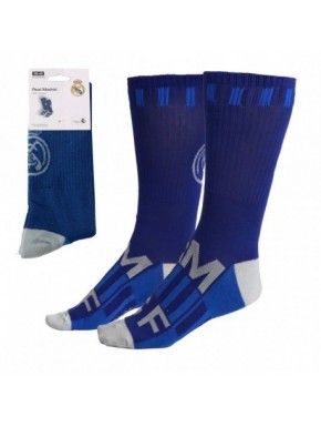 Meias azuis do Real Madrid com logo em tamanho único 38-45