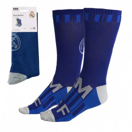 Chaussettes bleues Real Madrid avec logo en taille unique 38-45