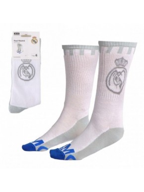 Meias brancas Real Madrid com emblema, tamanho 38/45