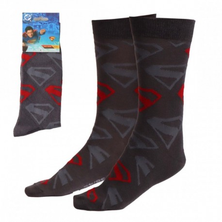 Chaussettes Superman grises avec logo rouge