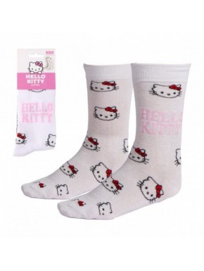 Calcetines blancos Hello Kitty con diseño de lazo rojo