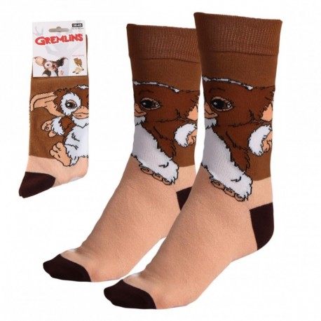 Meias marrons de Gremlins com design de Gizmo