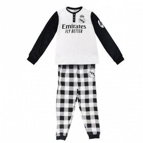 Pijama largo Real Madrid blanco y negro