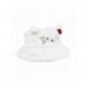 Gorro pescador blanco de Hello Kitty con orejas y lazo rojo