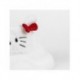 Gorro pescador blanco de Hello Kitty con orejas y lazo rojo