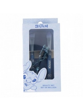Coffret de soin personnel bleu Stitch avec pinceaux et recourbe-cils