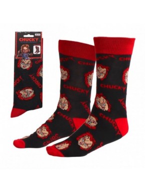 Chaussettes grises foncées Chucky avec détails rouges