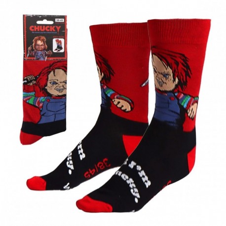 Meias Chucky vermelho escuro para tamanhos 38-45