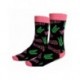 Chaussettes Wicked noires avec design rose et vert