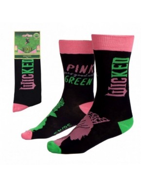 Meias pretas Wicked com detalhes rosa e verde
