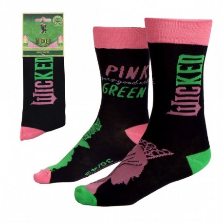 Chaussettes noires Wicked avec détails roses et verts
