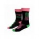 Chaussettes noires Wicked avec détails roses et verts