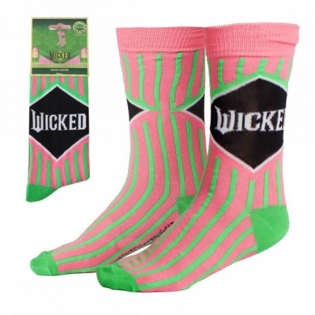Chaussettes Wicked en rose et vert avec design rayé