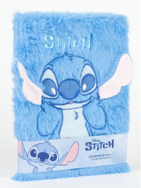 Cuaderno de peluche azul con diseño de Stitch de Disney