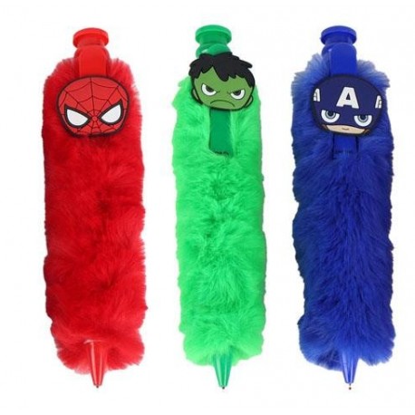 Caneta pelúcia colorida Avengers com Homem-Aranha, Hulk e Capitão América