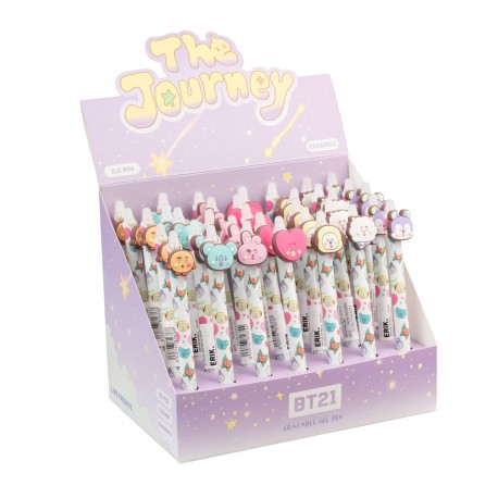 Caneta surpresa de gel apagável BT21 com topper de silicone