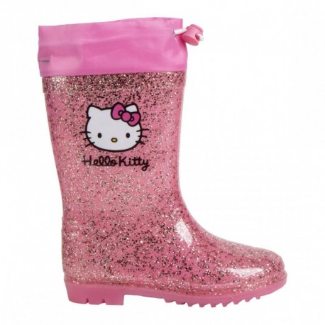 Botas de lluvia Hello Kitty rosa con purpurina