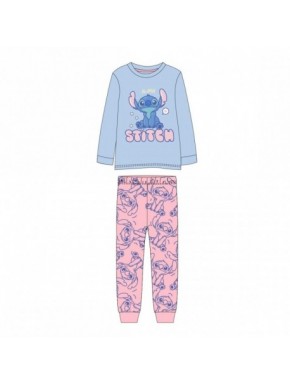 Pijama largo infantil azul y rosa de Stitch